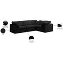 Meridian Plush Black Velvet Modular Sectional IMAGE 8
