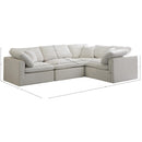  Manufacturer Color_Cream -- Plush 119" Cream Velvet Upholstered Standard Comfort 4 pc Modular Sectional IMAGE 7
