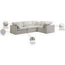  Manufacturer Color_Cream -- Plush 119" Cream Velvet Upholstered Standard Comfort 4 pc Modular Sectional IMAGE 8