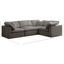  Manufacturer Color_Grey -- Plush 119" Grey Velvet Upholstered Standard Comfort 4 pc Modular Sectional IMAGE 7