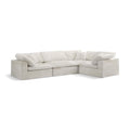  Manufacturer Color_Cream -- Cozy 119" Cream Velvet Upholstered Overstuffed Fiber Filled Comfort 4 pc Modular Sectional IMAGE 1