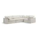  Manufacturer Color_Cream -- Cozy 119" Cream Velvet Upholstered Overstuffed Fiber Filled Comfort 4 pc Modular Sectional IMAGE 1