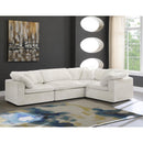  Manufacturer Color_Cream -- Cozy 119" Cream Velvet Upholstered Overstuffed Fiber Filled Comfort 4 pc Modular Sectional IMAGE 2