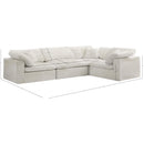  Manufacturer Color_Cream -- Cozy 119" Cream Velvet Upholstered Overstuffed Fiber Filled Comfort 4 pc Modular Sectional IMAGE 7