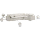  Manufacturer Color_Cream -- Cozy 119" Cream Velvet Upholstered Overstuffed Fiber Filled Comfort 4 pc Modular Sectional IMAGE 8