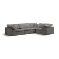  Manufacturer Color_Grey -- Cozy 119" Grey Velvet Upholstered Overstuffed Fiber Filled Comfort 4 pc Modular Sectional IMAGE 1