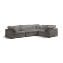  Manufacturer Color_Grey -- Cozy 119" Grey Velvet Upholstered Overstuffed Fiber Filled Comfort 4 pc Modular Sectional IMAGE 1