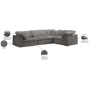  Manufacturer Color_Grey -- Cozy 119" Grey Velvet Upholstered Overstuffed Fiber Filled Comfort 4 pc Modular Sectional IMAGE 8
