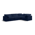  Manufacturer Color_Navy -- Cozy 119" Navy Velvet Upholstered Overstuffed Fiber Filled Comfort 4 pc Modular Sectional IMAGE 1