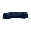  Manufacturer Color_Navy -- Cozy 119" Navy Velvet Upholstered Overstuffed Fiber Filled Comfort 4 pc Modular Sectional IMAGE 1