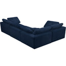  Manufacturer Color_Navy -- Cozy 119" Navy Velvet Upholstered Overstuffed Fiber Filled Comfort 4 pc Modular Sectional IMAGE 3