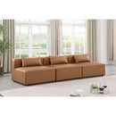  Manufacturer Color_Brown -- Cube 108" Brown Vegan Leather Upholstered 3 pc Armless Modular Sofa IMAGE 2
