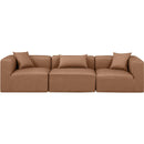  Manufacturer Color_Brown -- Cube 108" Brown Vegan Leather Upholstered 3 pc Modular Sofa IMAGE 4