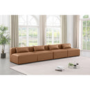  Manufacturer Color_Brown -- Cube 144" Brown Vegan Leather Upholstered 4 pc Armless Modular Sofa IMAGE 2