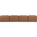  Manufacturer Color_Brown -- Cube 144" Brown Vegan Leather Upholstered 4 pc Armless Modular Sofa IMAGE 3