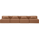  Manufacturer Color_Brown -- Cube 144" Brown Vegan Leather Upholstered 4 pc Armless Modular Sofa IMAGE 4