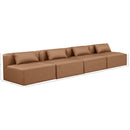  Manufacturer Color_Brown -- Cube 144" Brown Vegan Leather Upholstered 4 pc Armless Modular Sofa IMAGE 7