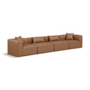  Manufacturer Color_Brown -- Cube 144" Brown Vegan Leather Upholstered 4 pc Modular Sofa IMAGE 1