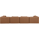  Manufacturer Color_Brown -- Cube 144" Brown Vegan Leather Upholstered 4 pc Modular Sofa IMAGE 3