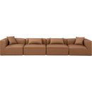  Manufacturer Color_Brown -- Cube 144" Brown Vegan Leather Upholstered 4 pc Modular Sofa IMAGE 4