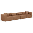  Manufacturer Color_Brown -- Cube 144" Brown Vegan Leather Upholstered 4 pc Modular Sofa IMAGE 8