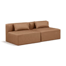  Manufacturer Color_Brown -- Cube 72" Brown Vegan Leather Upholstered 2 pc Armless Modular Loveseat IMAGE 1