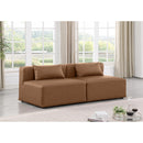  Manufacturer Color_Brown -- Cube 72" Brown Vegan Leather Upholstered 2 pc Armless Modular Loveseat IMAGE 2