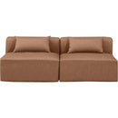  Manufacturer Color_Brown -- Cube 72" Brown Vegan Leather Upholstered 2 pc Armless Modular Loveseat IMAGE 4