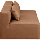  Manufacturer Color_Brown -- Cube 72" Brown Vegan Leather Upholstered 2 pc Armless Modular Loveseat IMAGE 5
