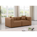  Manufacturer Color_Brown -- Cube 72" Brown Vegan Leather Upholstered 2 pc Modular Loveseat IMAGE 2
