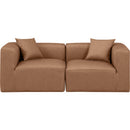  Manufacturer Color_Brown -- Cube 72" Brown Vegan Leather Upholstered 2 pc Modular Loveseat IMAGE 4
