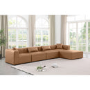  Manufacturer Color_Brown -- Cube 144" Brown Vegan Leather Upholstered 5 pc Modular Sectional IMAGE 2