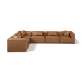  Manufacturer Color_Brown -- Cube 144" Brown Vegan Leather Upholstered 6 pc Modular Sectional IMAGE 1