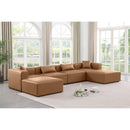  Manufacturer Color_Brown -- Cube 144" Brown Vegan Leather Upholstered 6 pc Modular Sectional IMAGE 2
