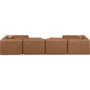  Manufacturer Color_Brown -- Cube 144" Brown Vegan Leather Upholstered 6 pc Modular Sectional IMAGE 3