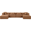  Manufacturer Color_Brown -- Cube 144" Brown Vegan Leather Upholstered 6 pc Modular Sectional IMAGE 4
