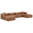  Manufacturer Color_Brown -- Cube 144" Brown Vegan Leather Upholstered 6 pc Modular Sectional IMAGE 8