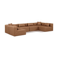  Manufacturer Color_Brown -- Cube 144" Brown Vegan Leather Upholstered 6 pc Modular Sectional IMAGE 1