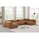  Manufacturer Color_Brown -- Cube 144" Brown Vegan Leather Upholstered 6 pc Modular Sectional IMAGE 2