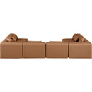  Manufacturer Color_Brown -- Cube 144" Brown Vegan Leather Upholstered 6 pc Modular Sectional IMAGE 3
