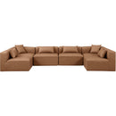  Manufacturer Color_Brown -- Cube 144" Brown Vegan Leather Upholstered 6 pc Modular Sectional IMAGE 4