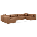  Manufacturer Color_Brown -- Cube 144" Brown Vegan Leather Upholstered 6 pc Modular Sectional IMAGE 8