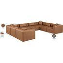  Manufacturer Color_Brown -- Cube 144" Brown Vegan Leather Upholstered 8 pc Modular Sectional IMAGE 10