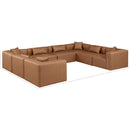  Manufacturer Color_Brown -- Cube 144" Brown Vegan Leather Upholstered 8 pc Modular Sectional IMAGE 9