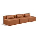  Manufacturer Color_Cognac -- Cube 108" Cognac Vegan Leather Upholstered 3 pc Armless Modular Sofa IMAGE 1