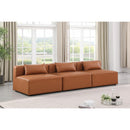  Manufacturer Color_Cognac -- Cube 108" Cognac Vegan Leather Upholstered 3 pc Armless Modular Sofa IMAGE 2