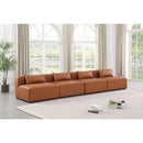  Manufacturer Color_Cognac -- Cube 144" Cognac Vegan Leather Upholstered 4 pc Armless Modular Sofa IMAGE 2