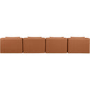  Manufacturer Color_Cognac -- Cube 144" Cognac Vegan Leather Upholstered 4 pc Armless Modular Sofa IMAGE 3