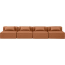  Manufacturer Color_Cognac -- Cube 144" Cognac Vegan Leather Upholstered 4 pc Armless Modular Sofa IMAGE 4