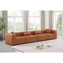  Manufacturer Color_Cognac -- Cube 144" Cognac Vegan Leather Upholstered 4 pc Modular Sofa IMAGE 2